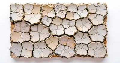 Cracked Dry Earth Texture On Rectangular Surface