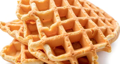 Stack Of Freshly Baked Golden Brown Waffles