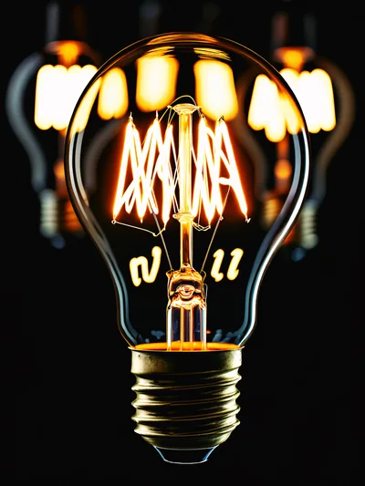 Glowing Vintage Edison Light Bulb Against Dark Background