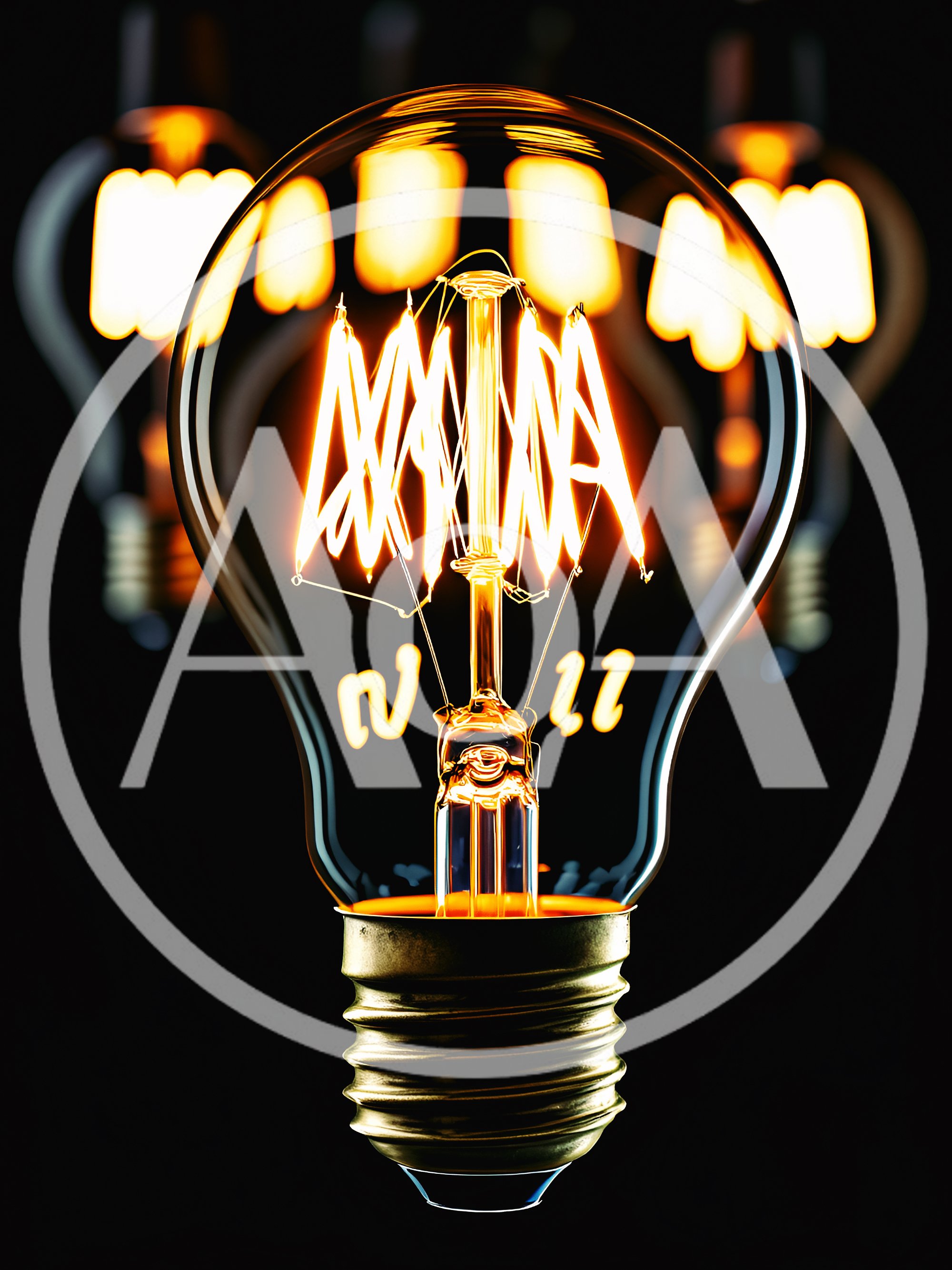 Glowing Vintage Edison Light Bulb Against Dark Background