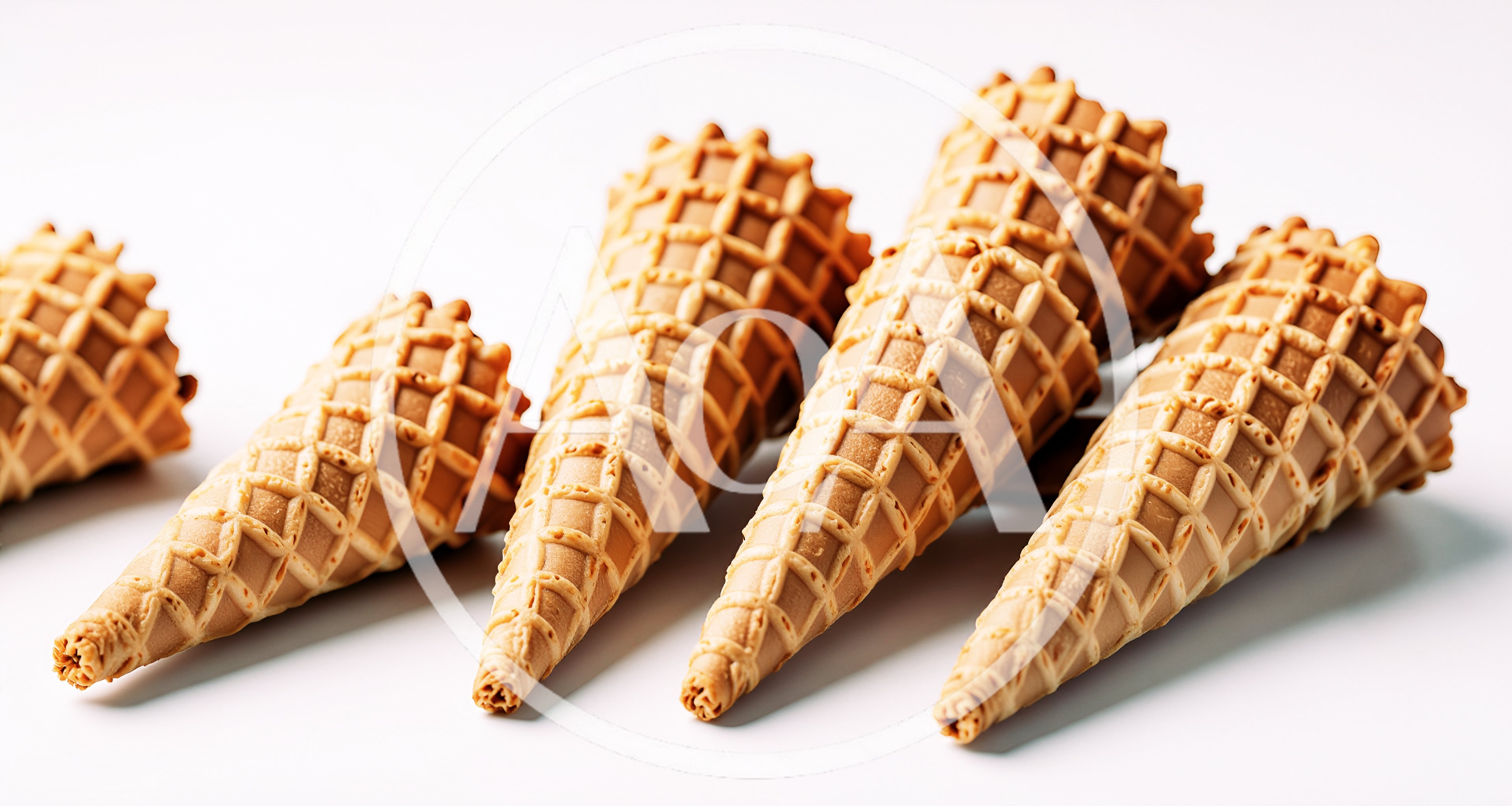 Group Of Empty Waffle Ice Cream Cones