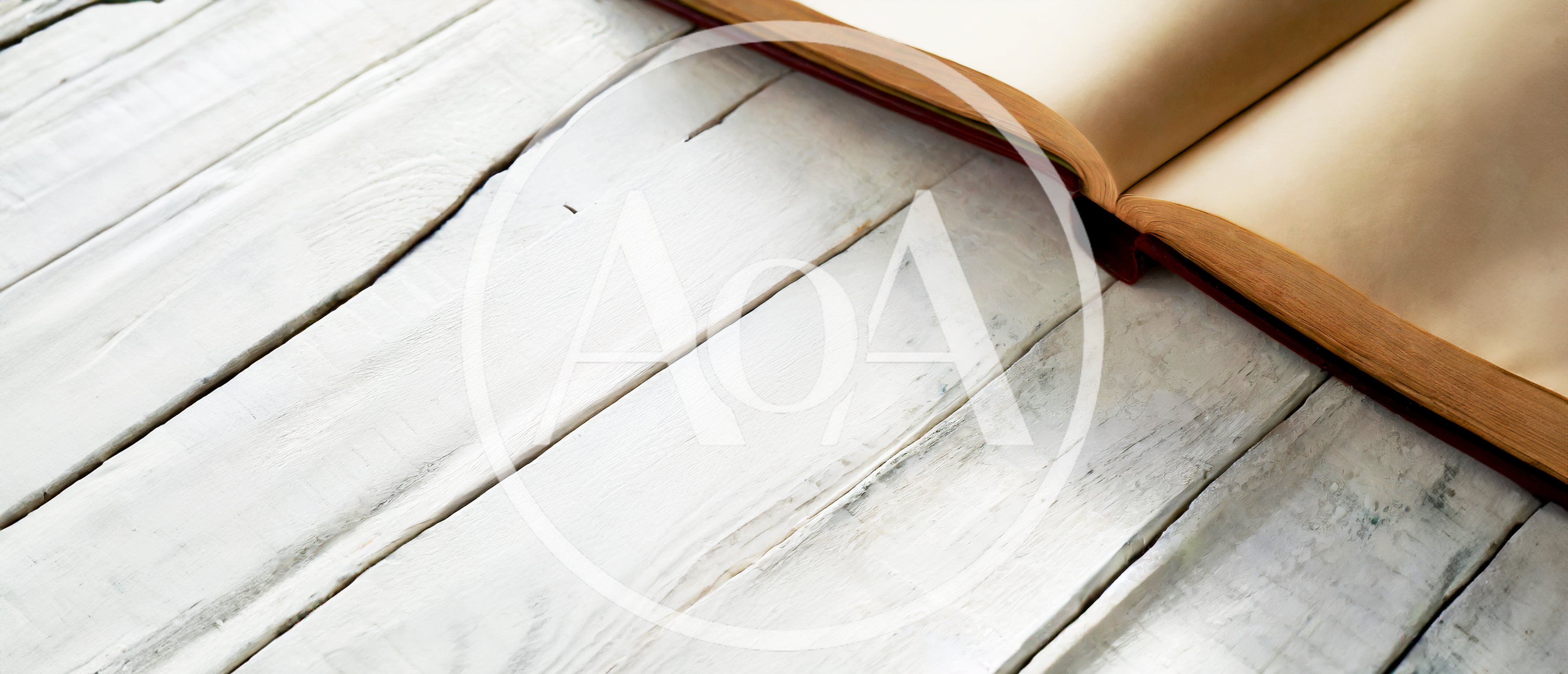 Open Blank Book On White Wooden Table