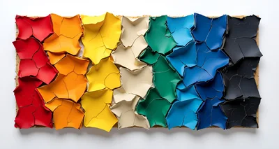 Abstract Cracked Paint Texture In A Rainbow Gradient