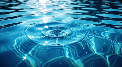 Single Water Droplet Creating Concentric Ripples