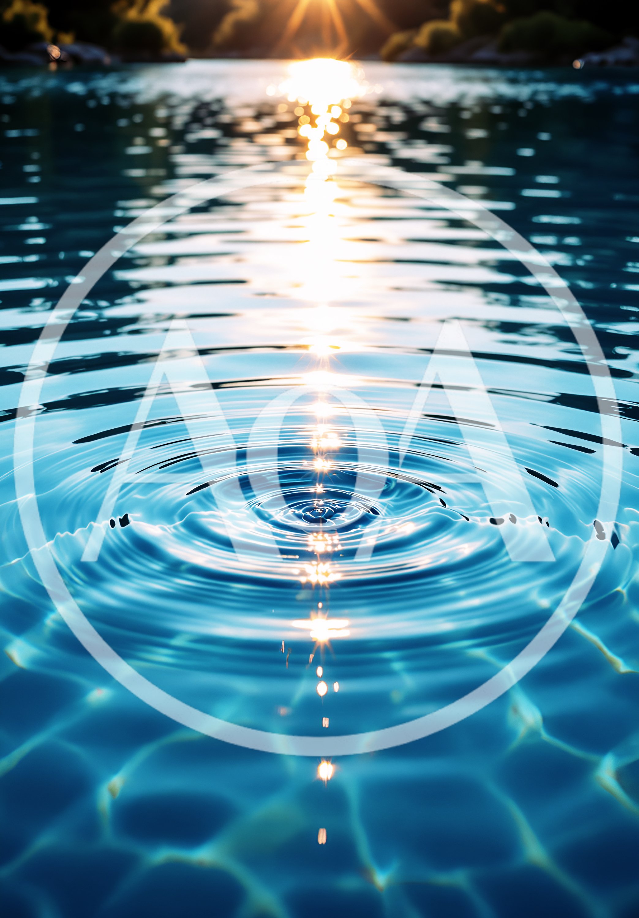 Water Ripple Effect With Golden Sunset Reflection