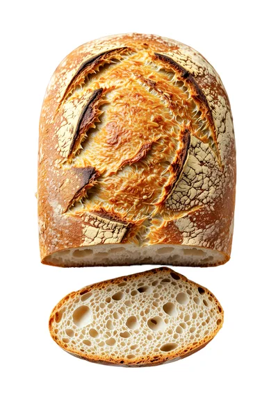 Freshly Baked Sourdough Bread Loaf With A Slice