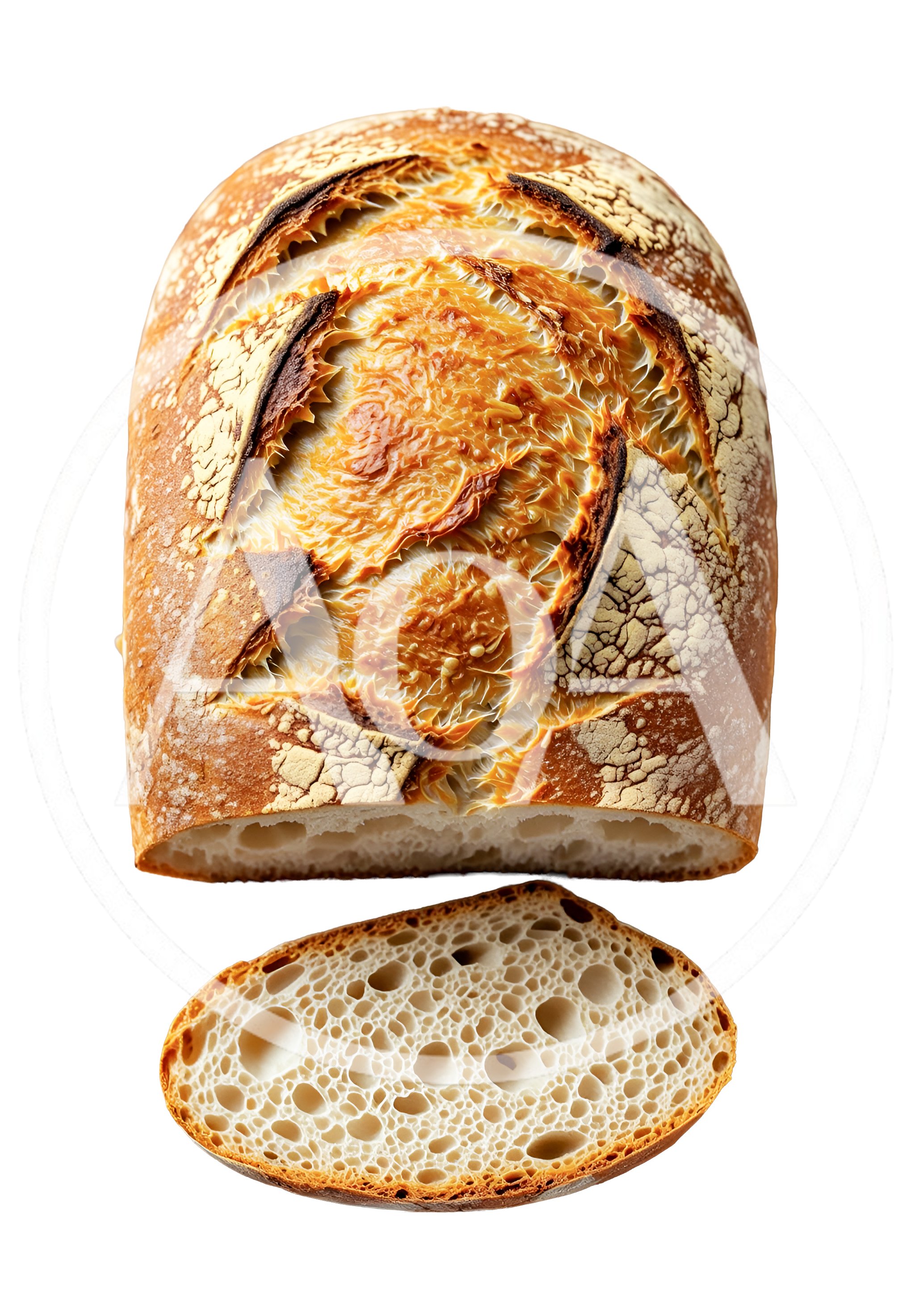 Freshly Baked Sourdough Bread Loaf With A Slice
