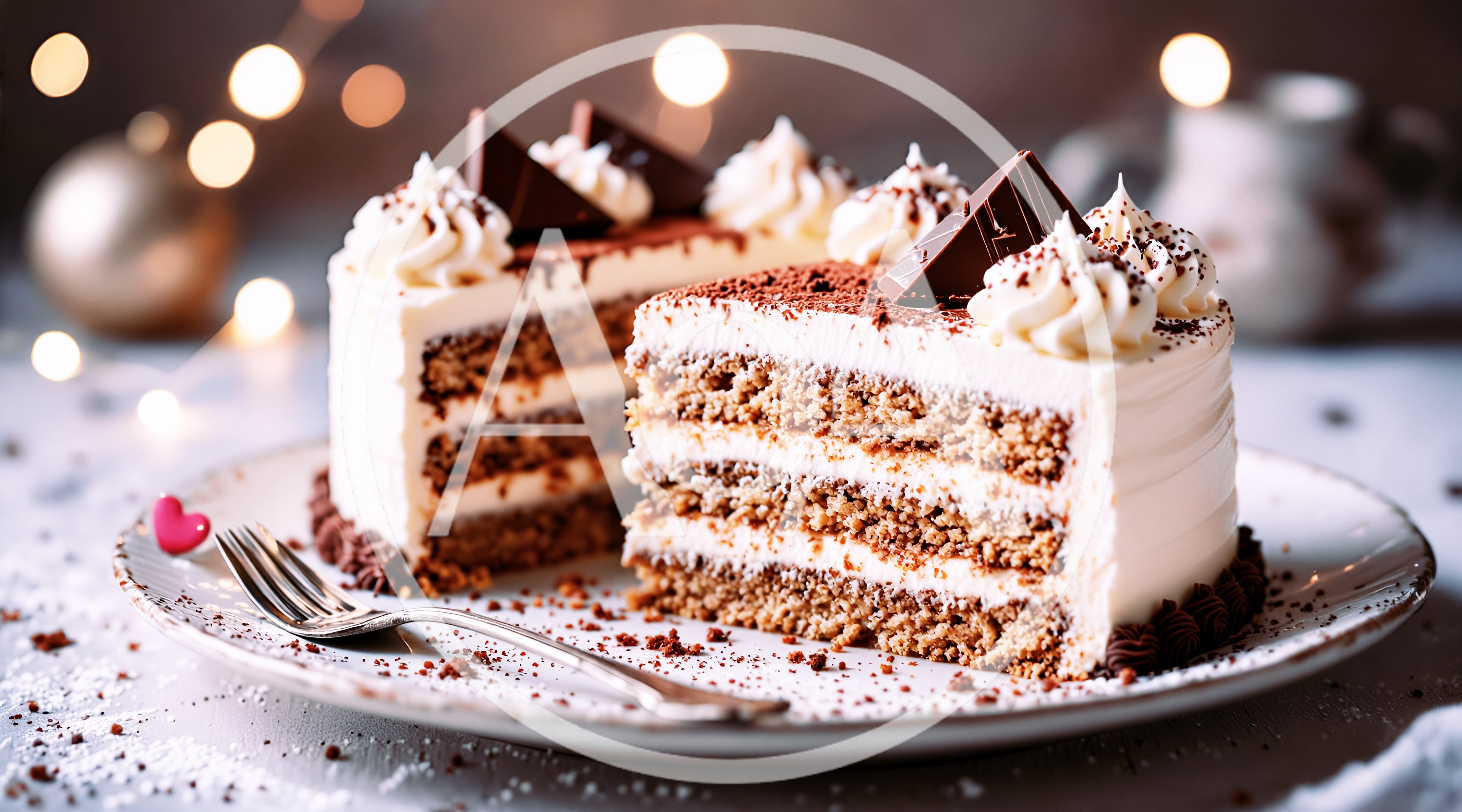 Delicious Layered Chocolate Cake Slice On A Plate
