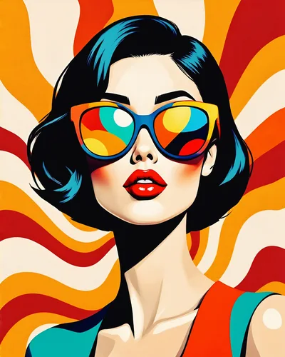 Pop Art Portrait Of A Stylish Woman With Sunglasses
