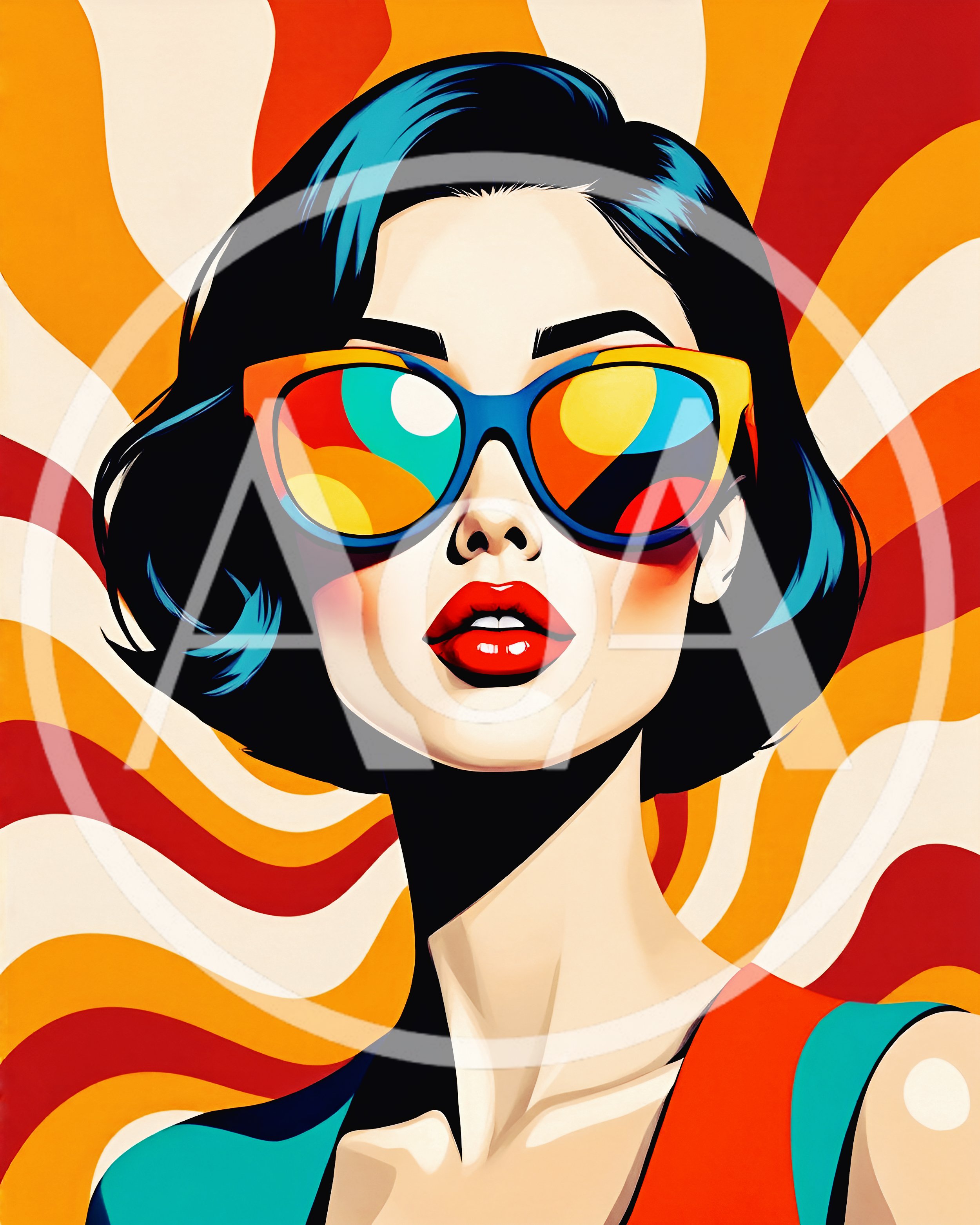 Pop Art Portrait Of A Stylish Woman With Sunglasses