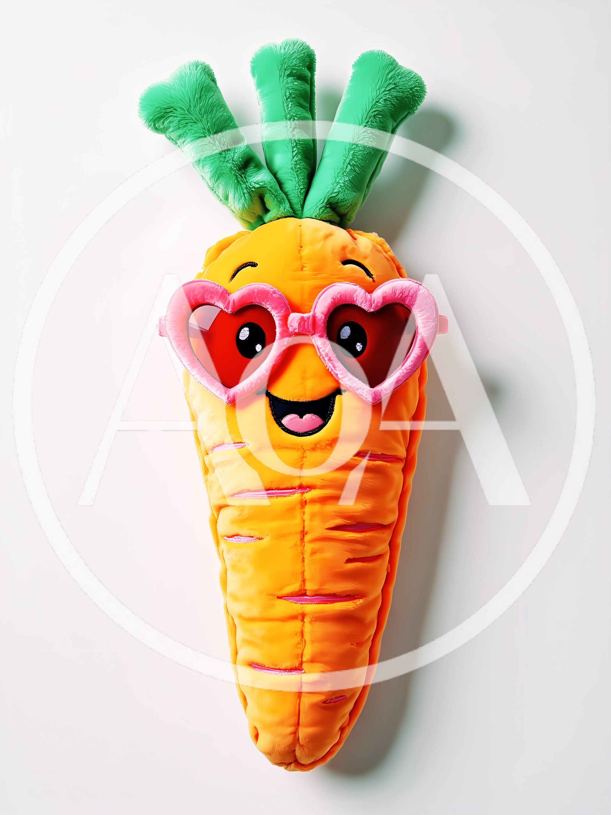 Plush Carrot Toy Wearing Heart Shaped Sunglasses