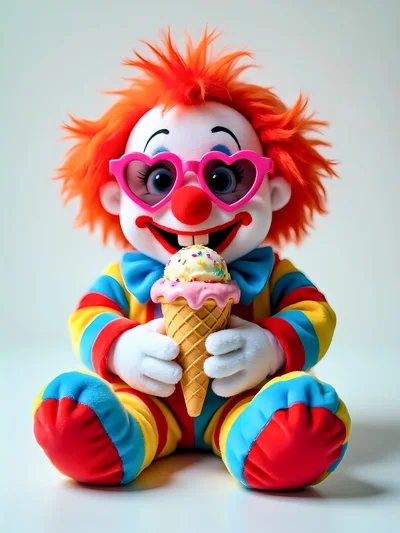 Cute Clown Doll Holding An Ice Cream Cone