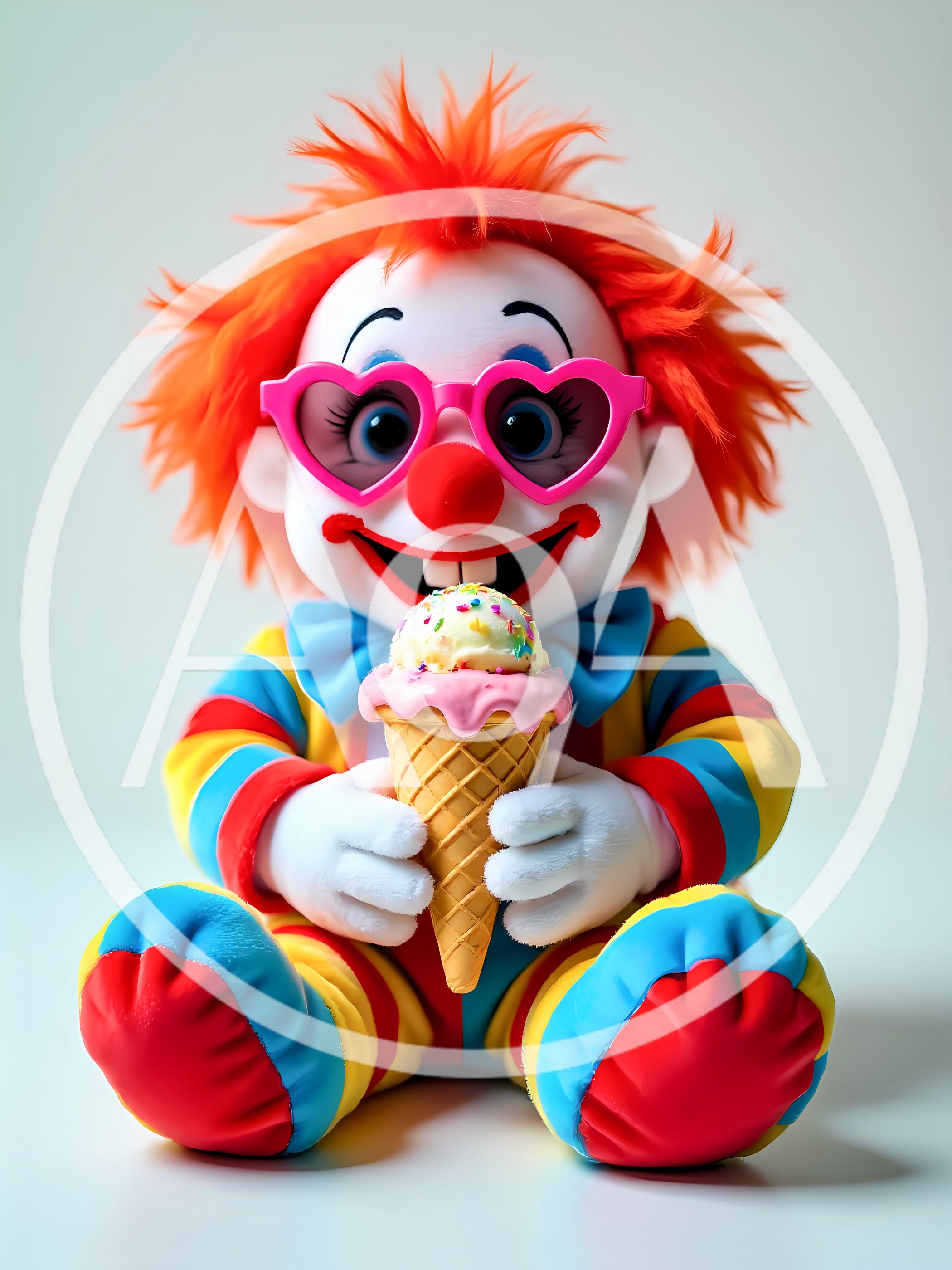 Cute Clown Doll Holding An Ice Cream Cone