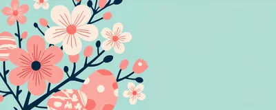 Easter Floral Background With Decorative Eggs