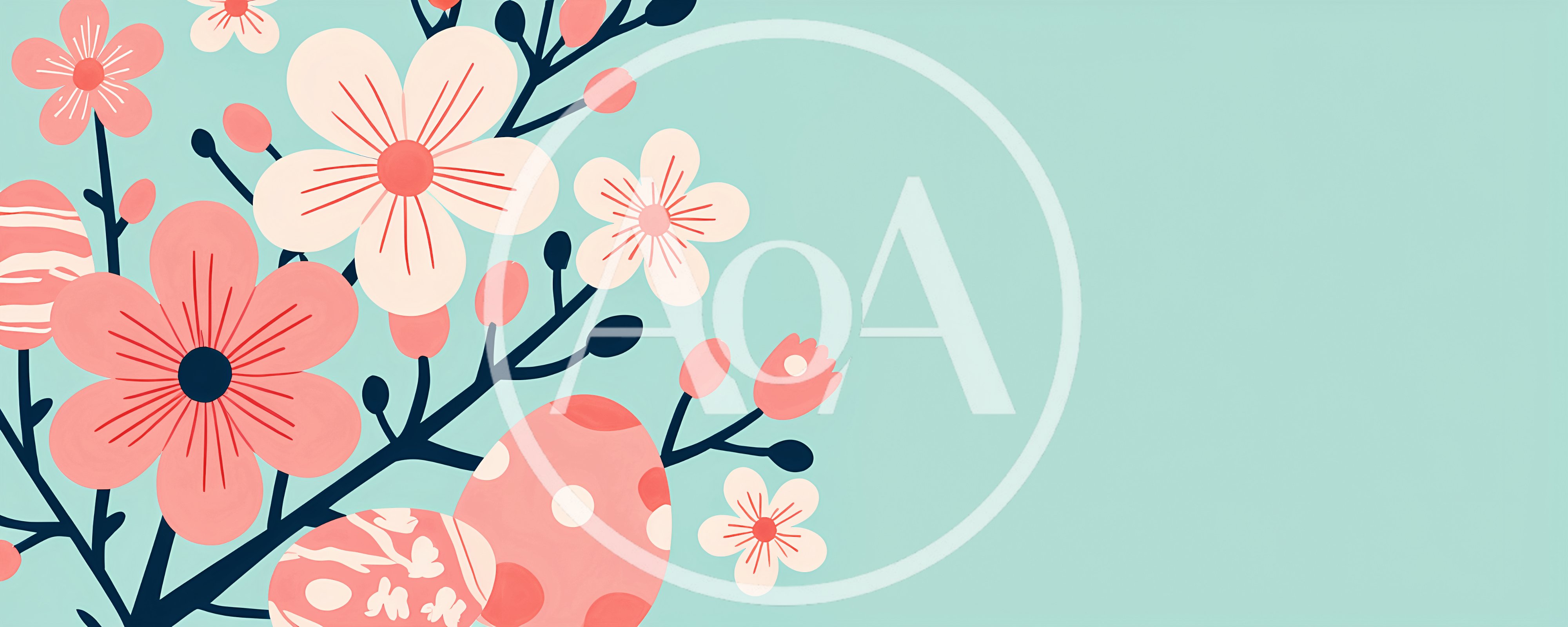 Easter Floral Background With Decorative Eggs