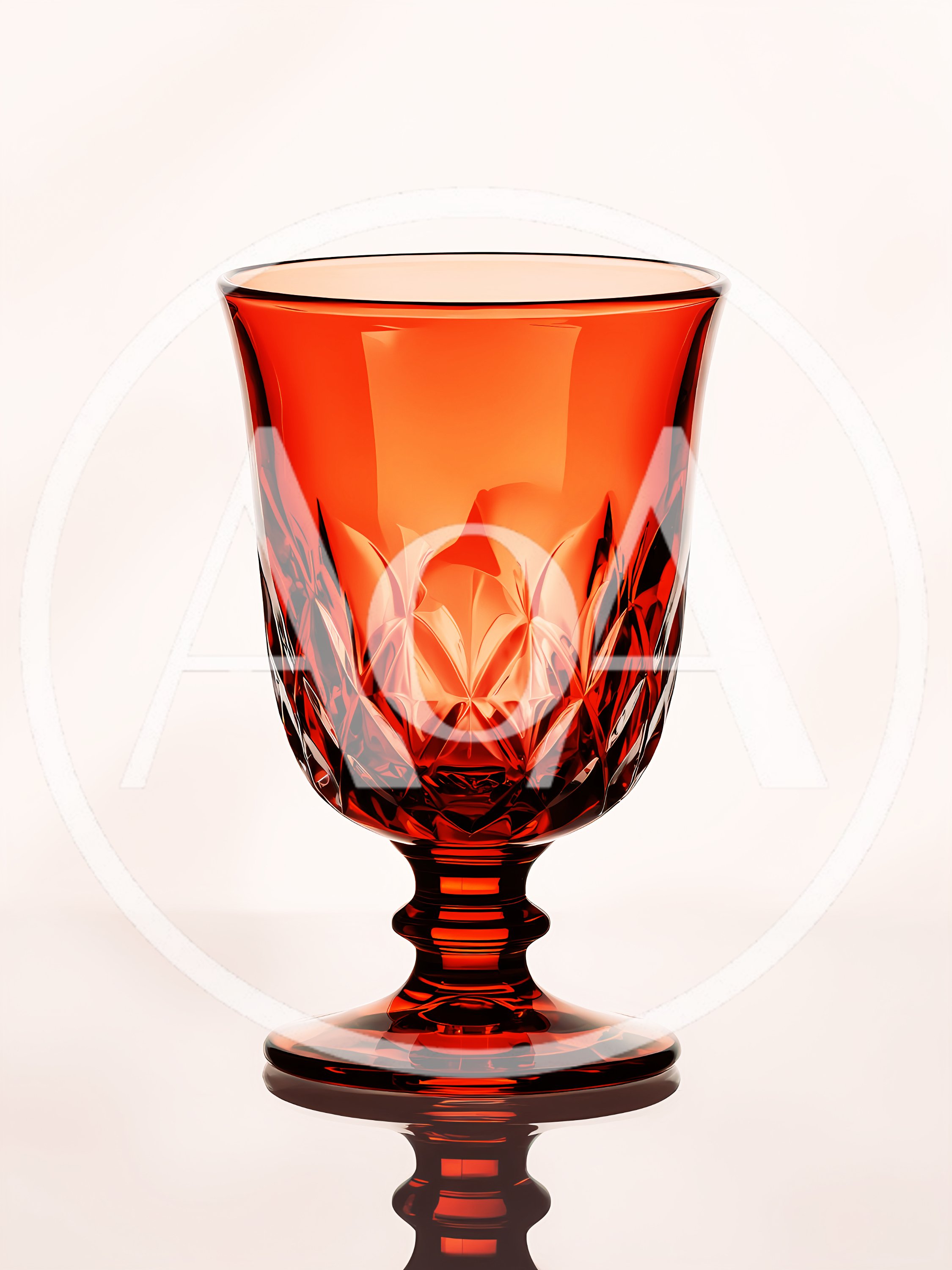 Elegant Red Crystal Goblet On White Background