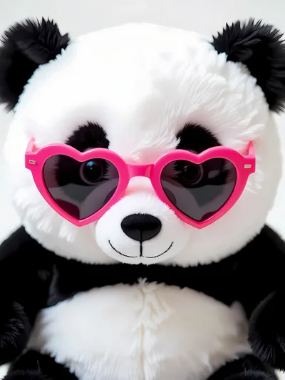Cute Panda Plush Toy Wearing Pink Heart Sunglasses