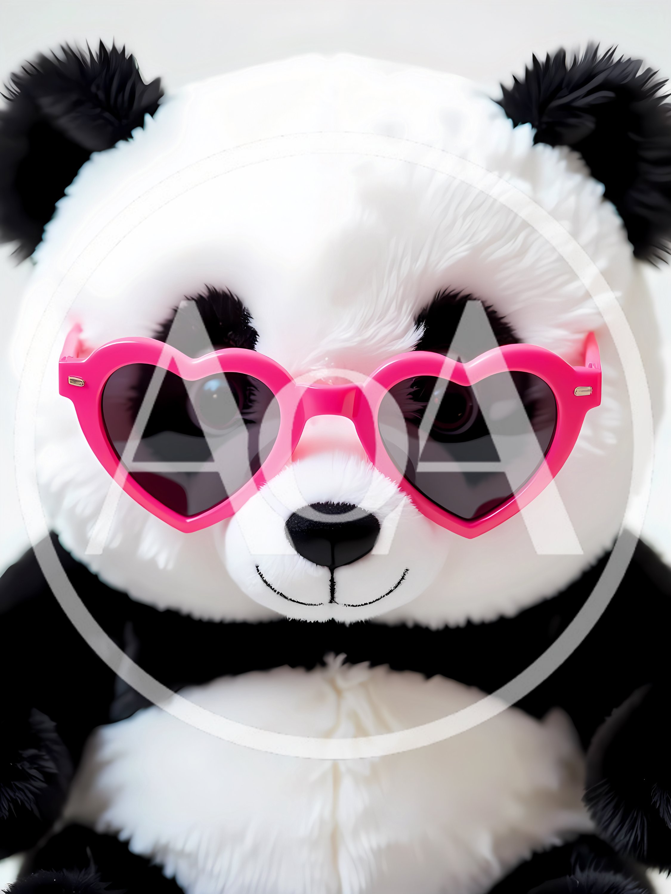 Cute Panda Plush Toy Wearing Pink Heart Sunglasses