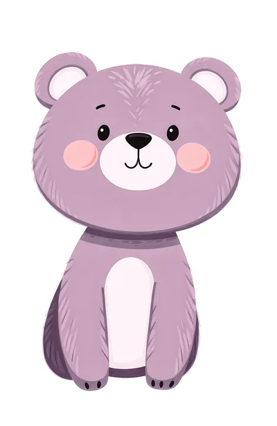 Cute Cartoon Purple Bear Illustration