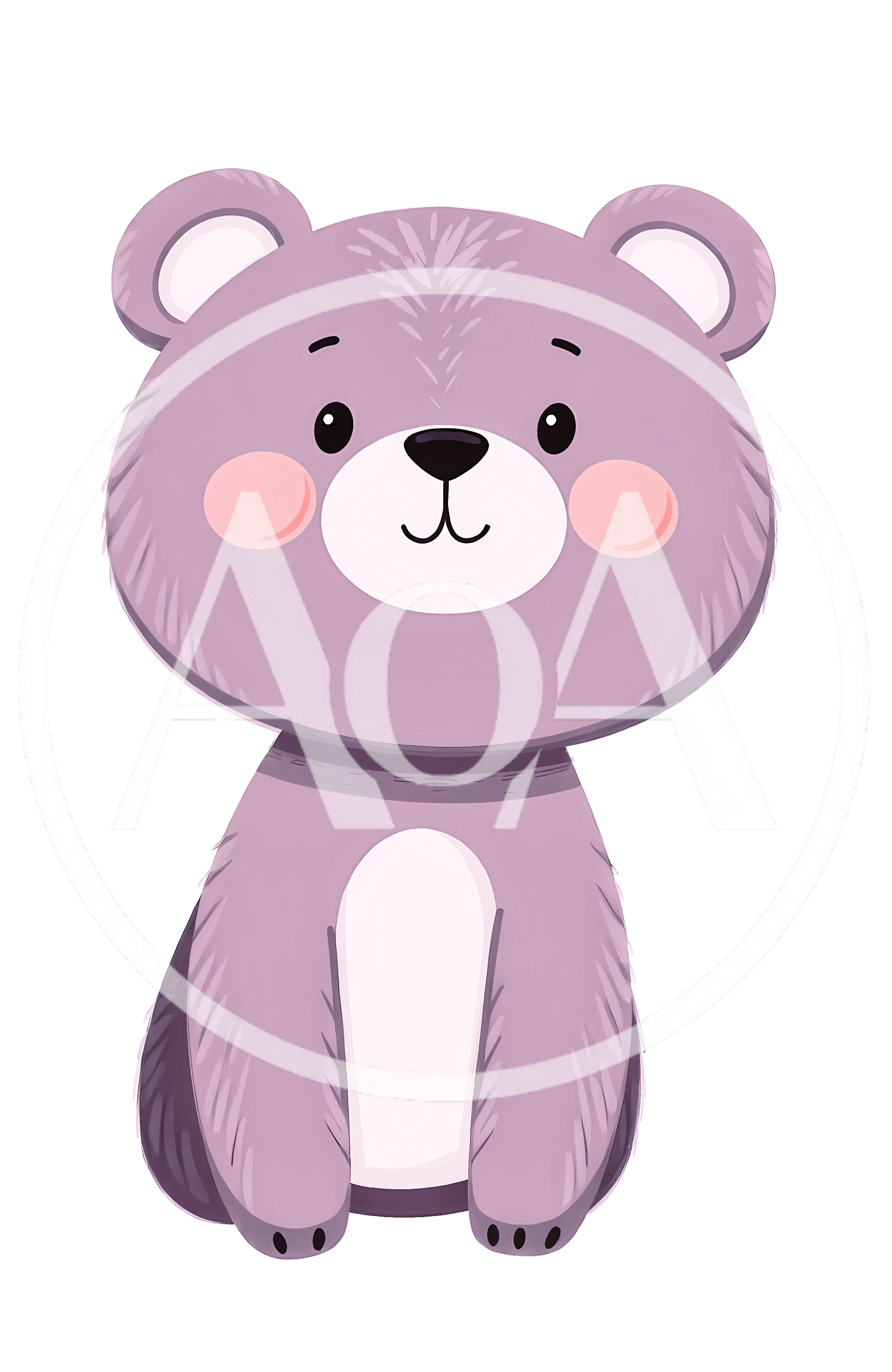 Cute Cartoon Purple Bear Illustration