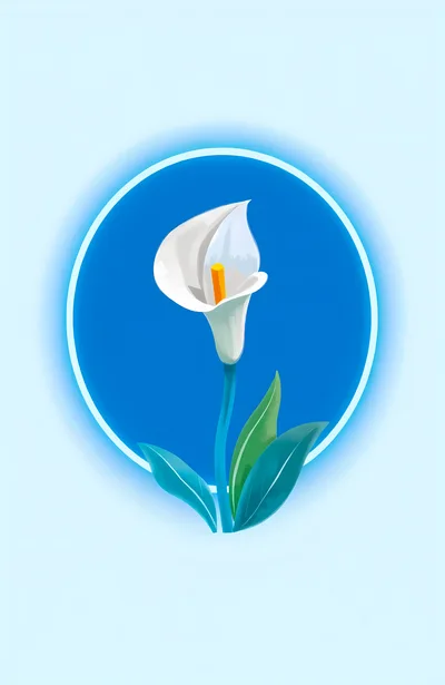 Minimalist Illustration Of A Single White Calla Lily