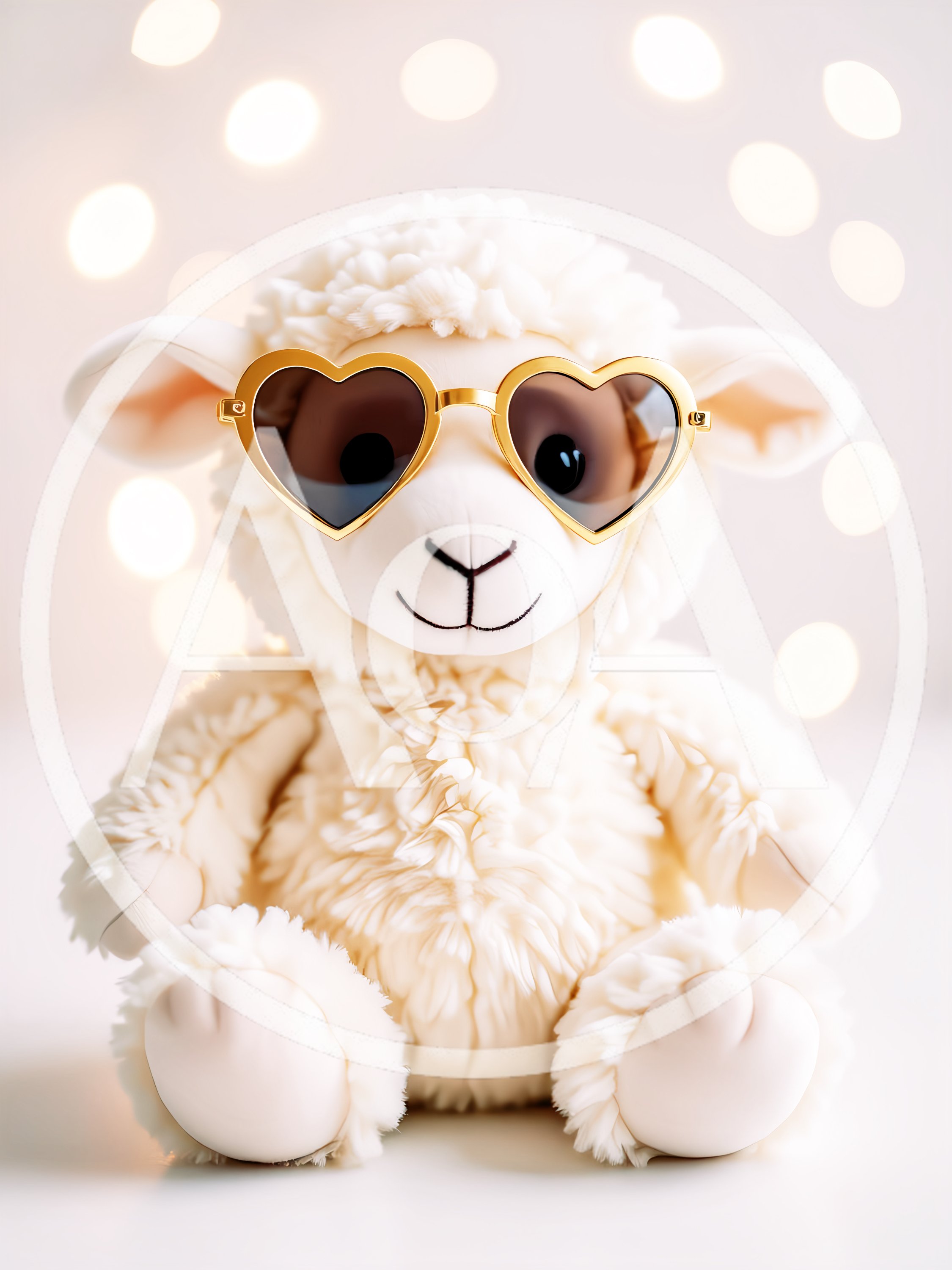 Cute Plush Lamb Wearing Heart Shaped Sunglasses