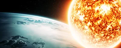 Cinematic View Of A Star Rising Over An Icy Planet