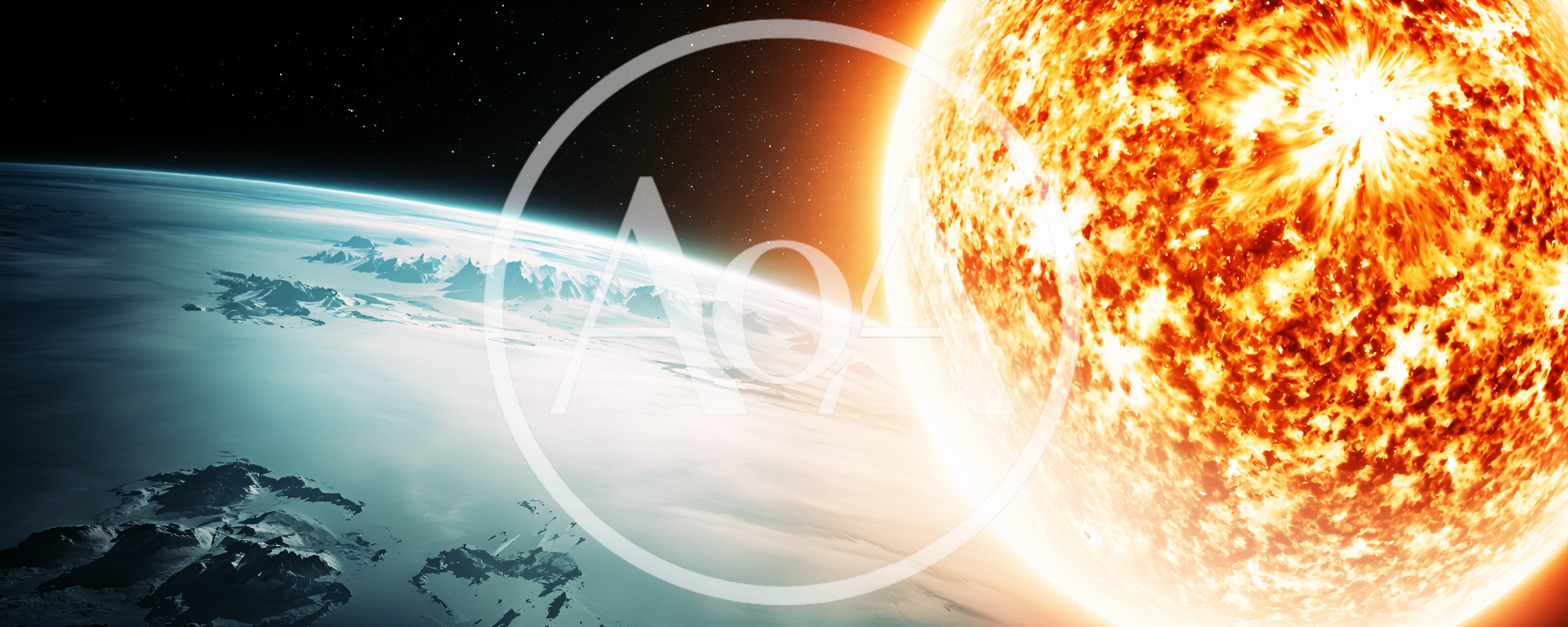 Cinematic View Of A Star Rising Over An Icy Planet