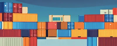 Stacked Colorful Shipping Containers In A Port Terminal