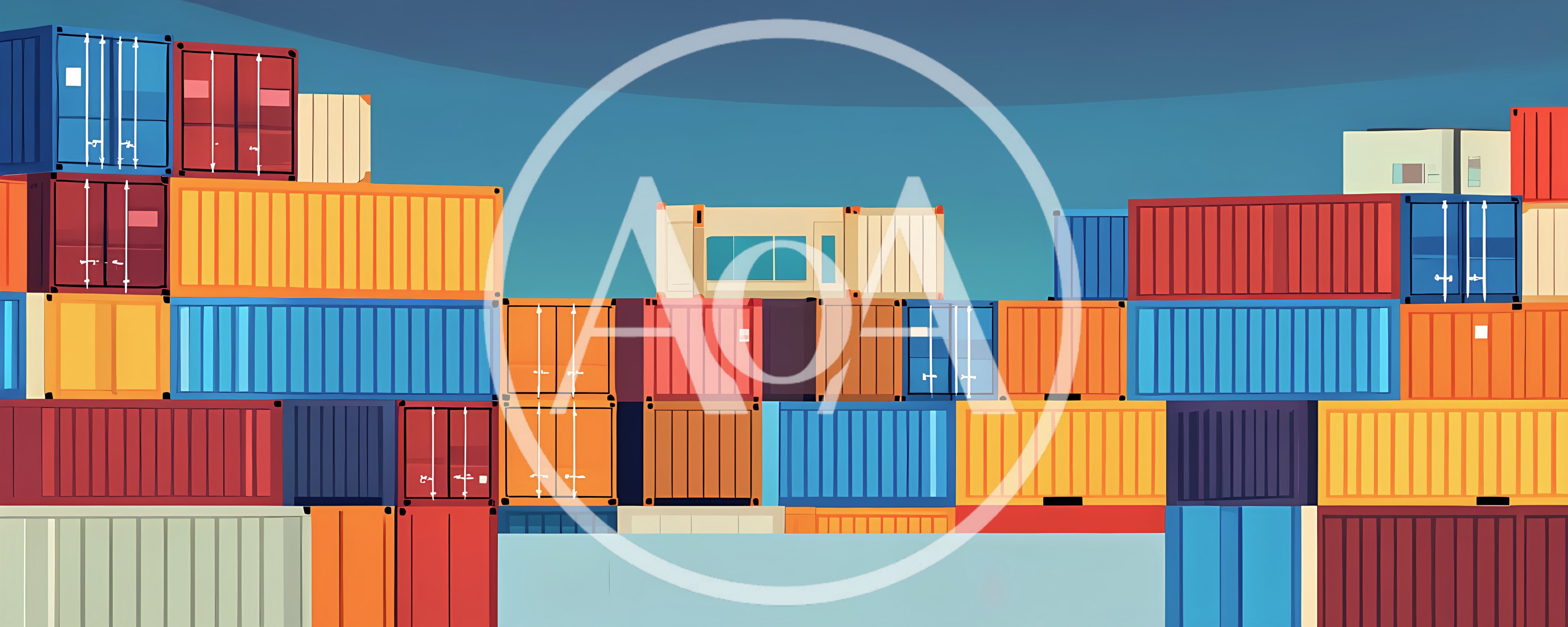 Stacked Colorful Shipping Containers In A Port Terminal