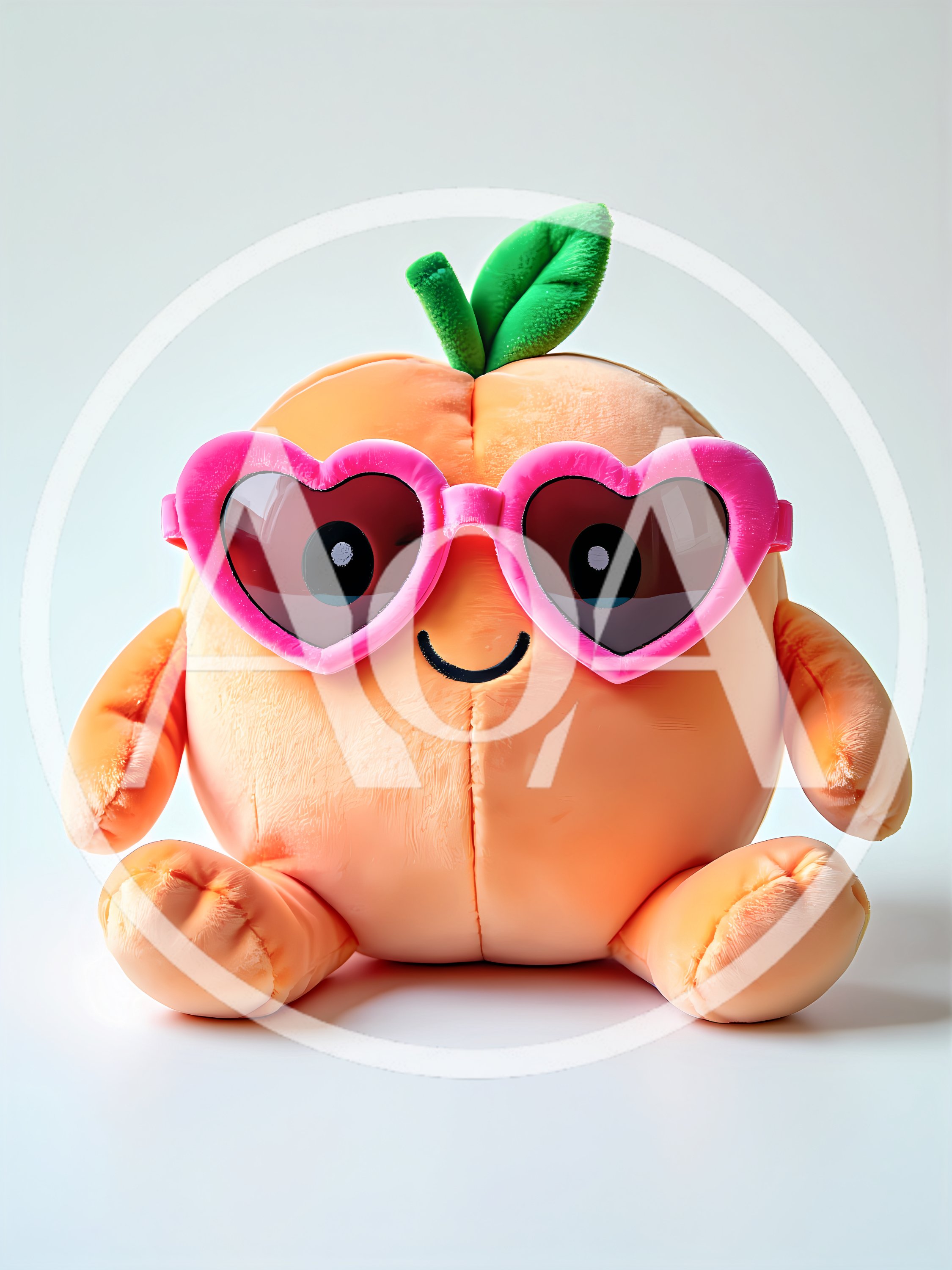 Cute Peach Plush Toy Wearing Heart Shaped Sunglasses