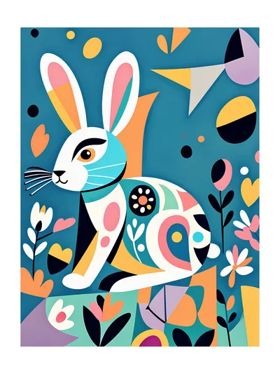 Abstract Geometric Easter Bunny Illustration