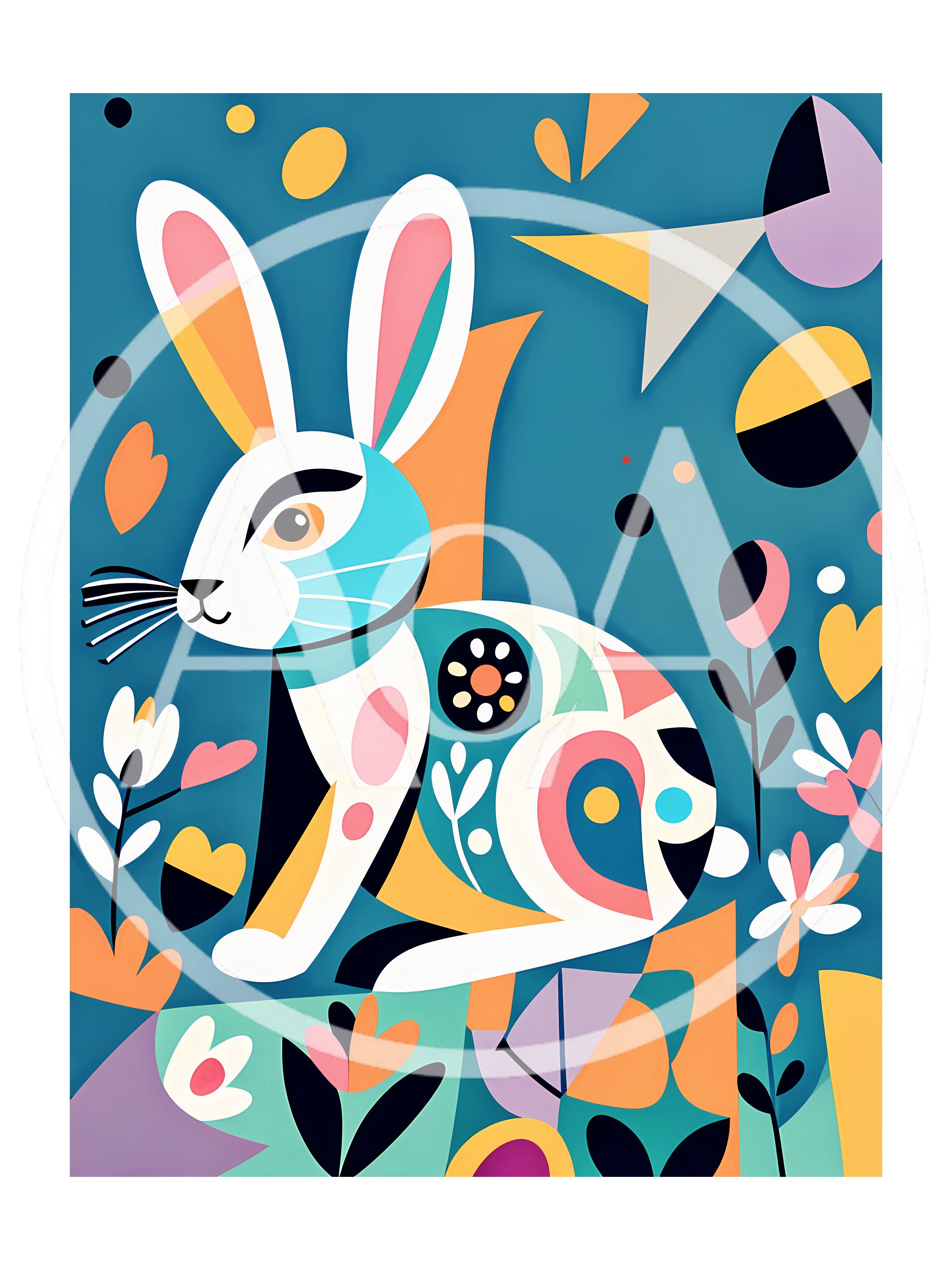 Abstract Geometric Easter Bunny Illustration