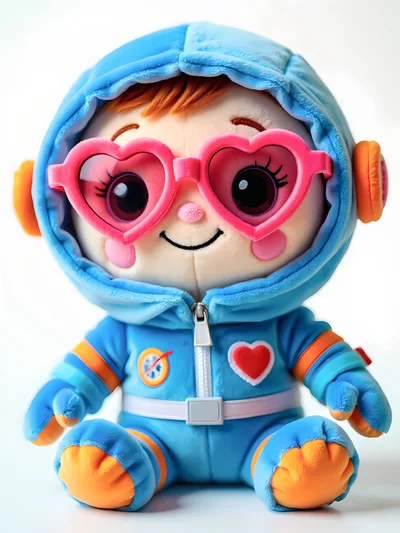 Cute Plush Astronaut Doll With Heart Shaped Glasses