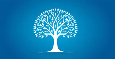 Stylized White Tree Illustration On Blue Background