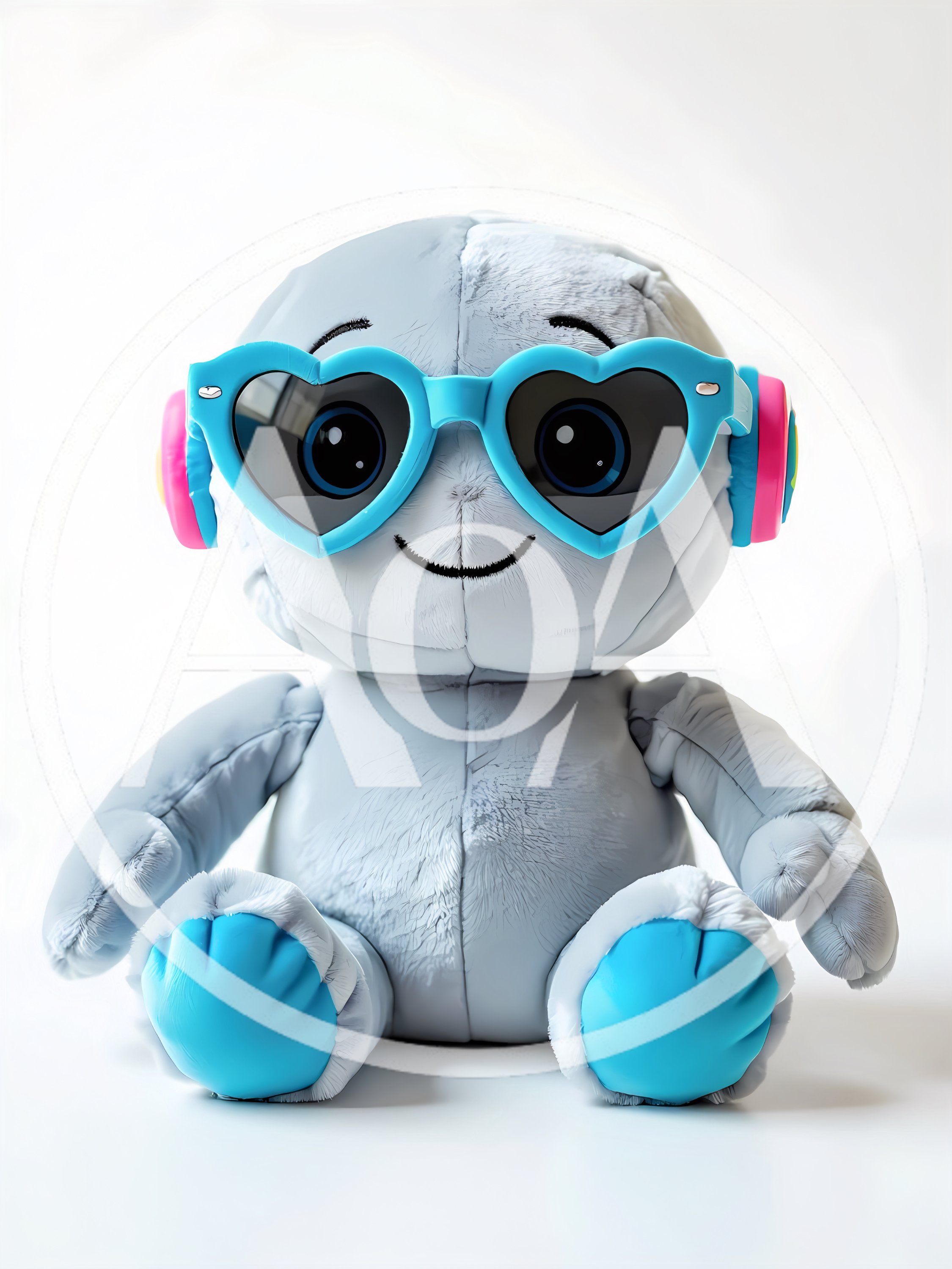 Plush Robot Toy Wearing Heart Shaped Sunglasses