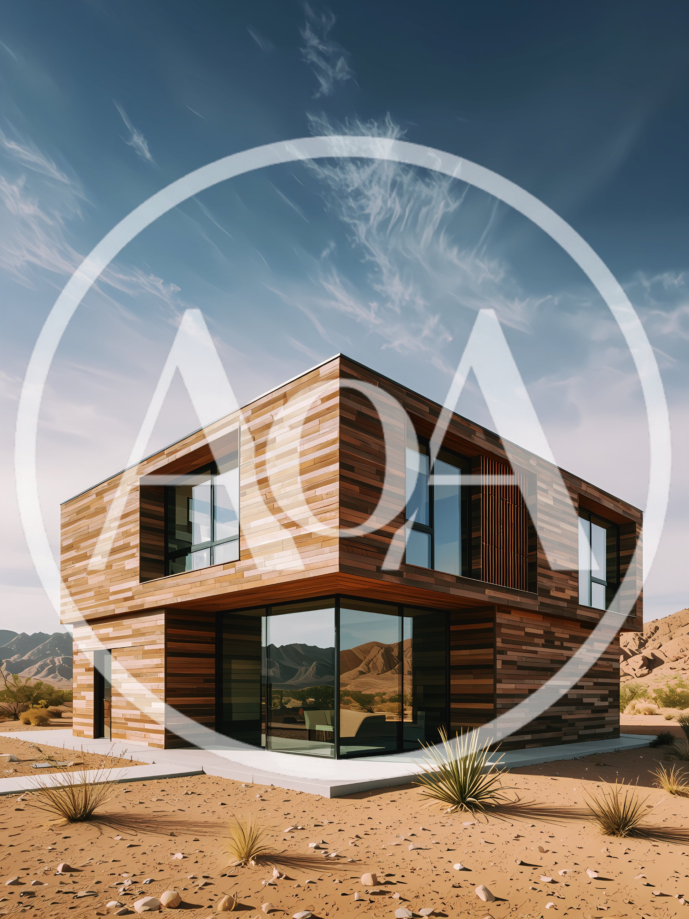 Modern Wooden House In Desert Landscape