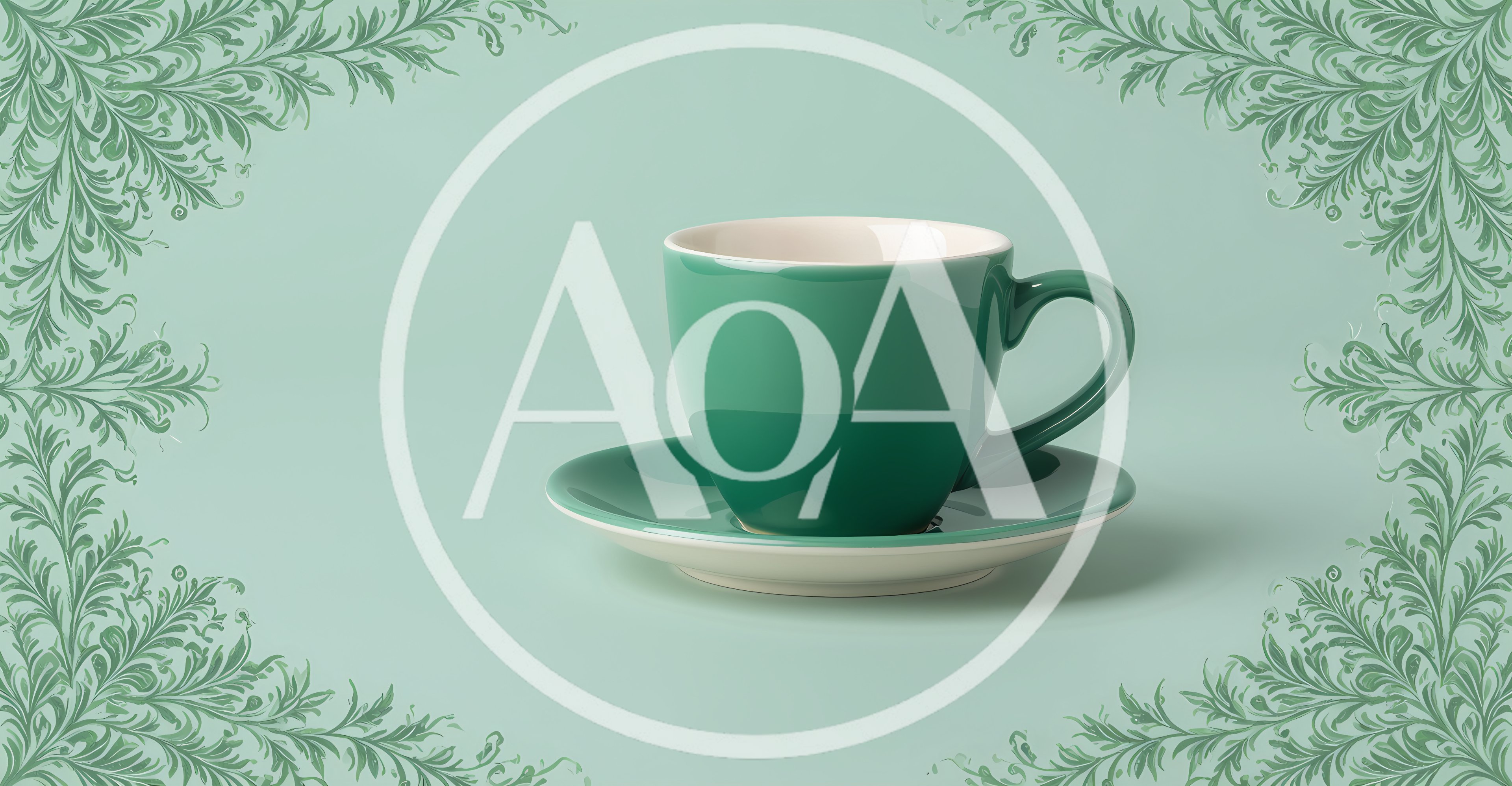 Green Ceramic Coffee Cup On Matching Saucer
