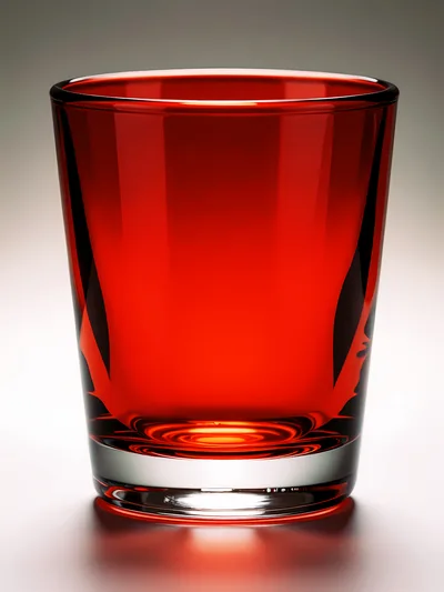 Empty Red Glass Tumbler On White Background