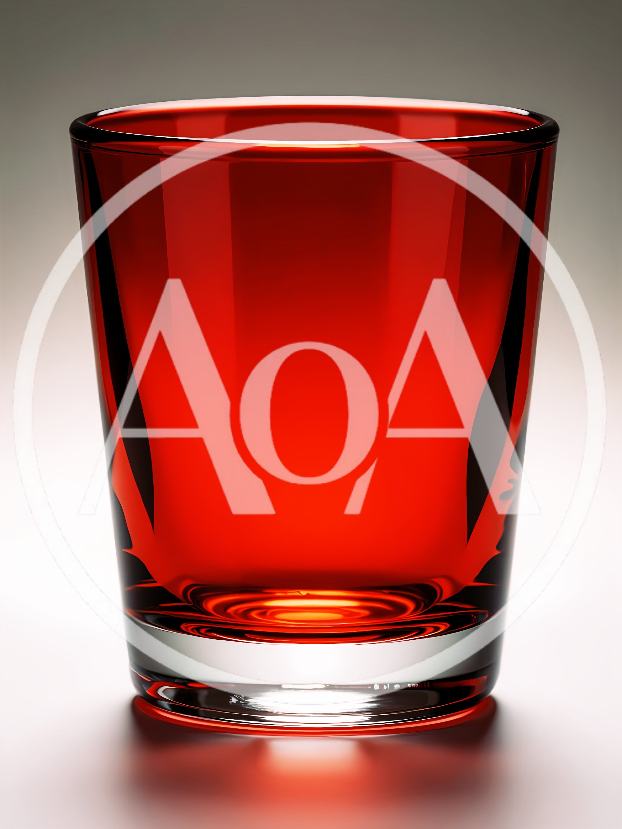 Empty Red Glass Tumbler On White Background