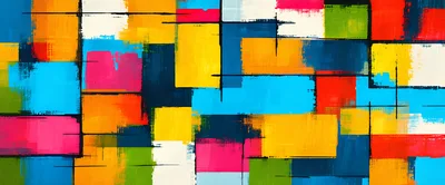 Abstract Geometric Painting With Vibrant Multicolored Rectangles