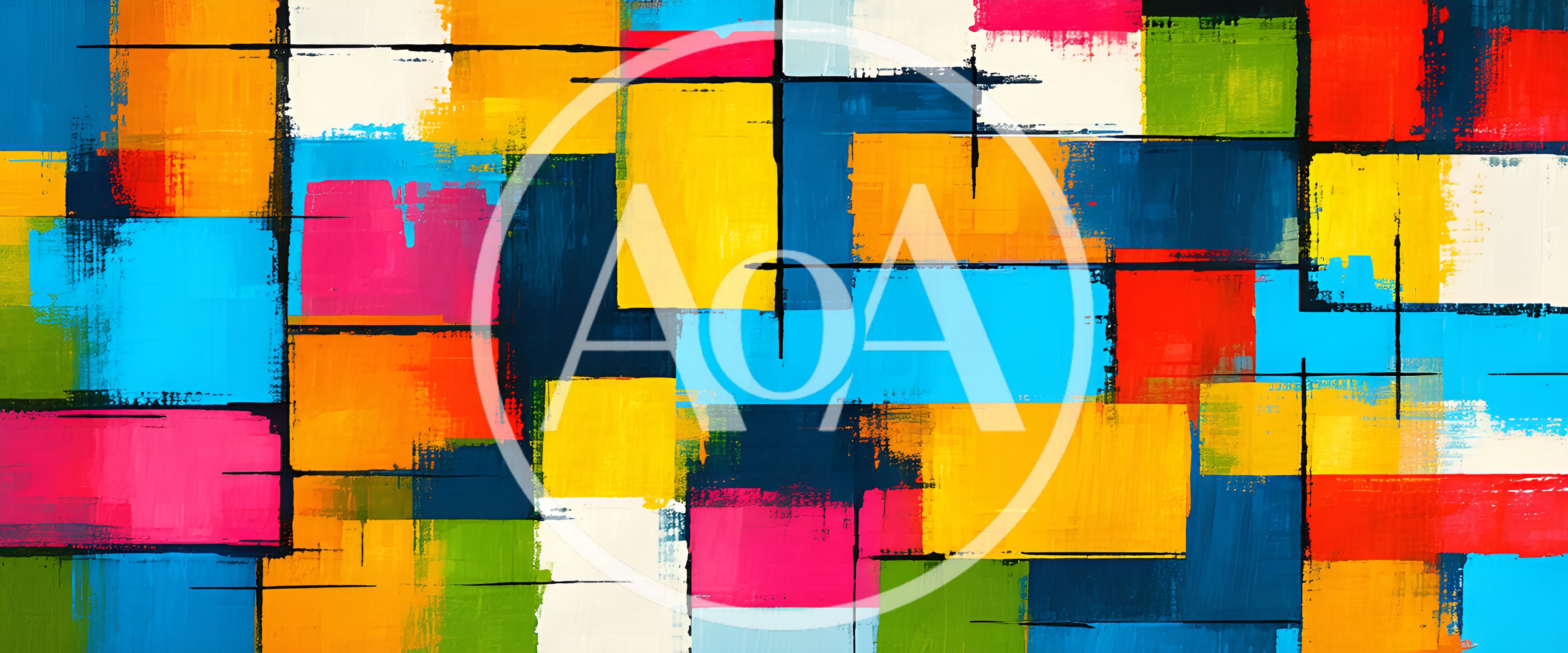 Abstract Geometric Painting With Vibrant Multicolored Rectangles