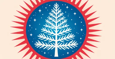 Minimalist Christmas Tree Illustration With Sunburst Design
