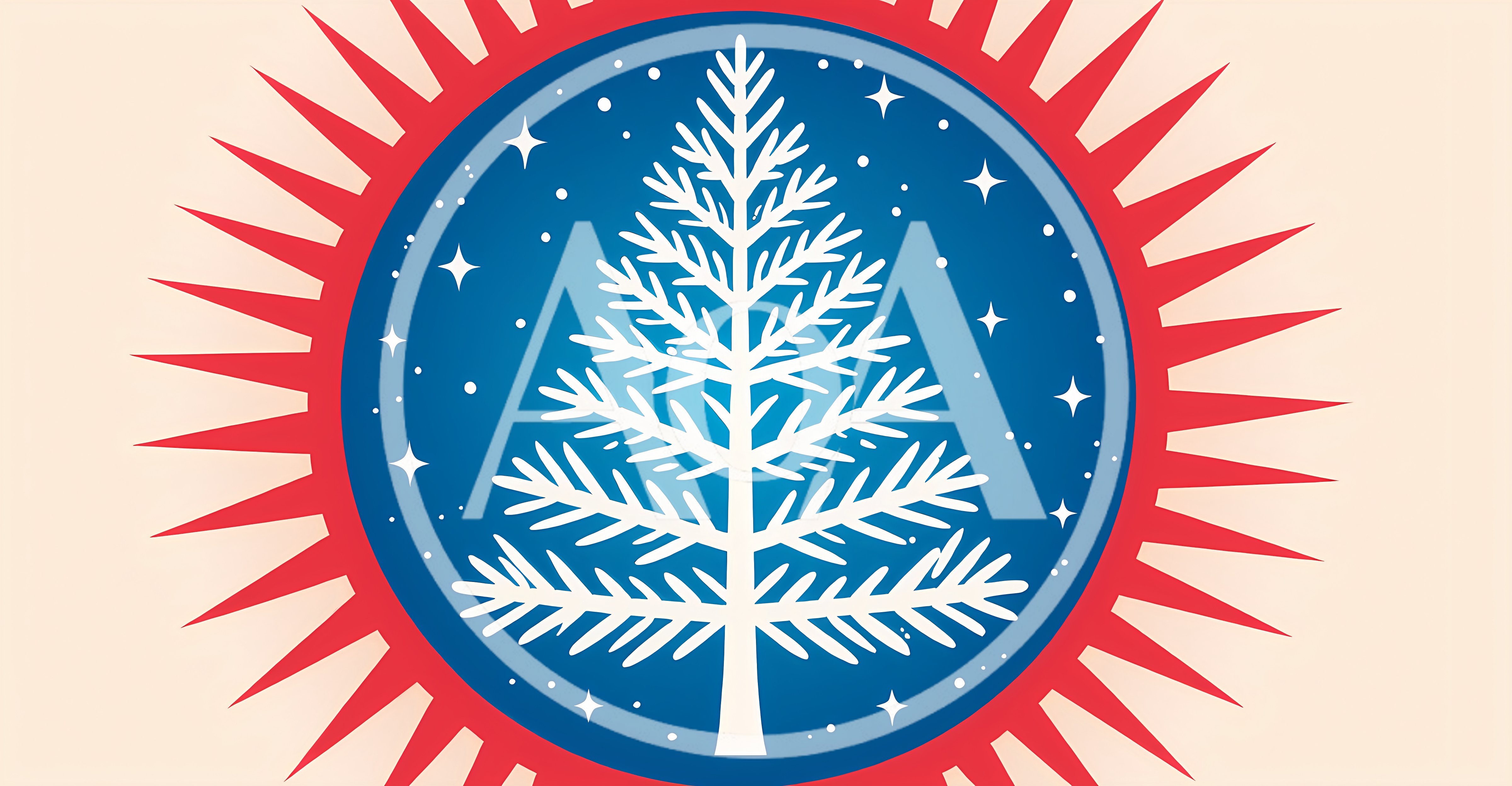 Minimalist Christmas Tree Illustration With Sunburst Design