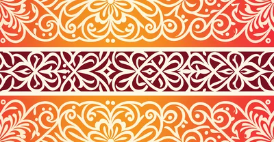 Symmetrical Floral Damask Pattern With Gradient Background