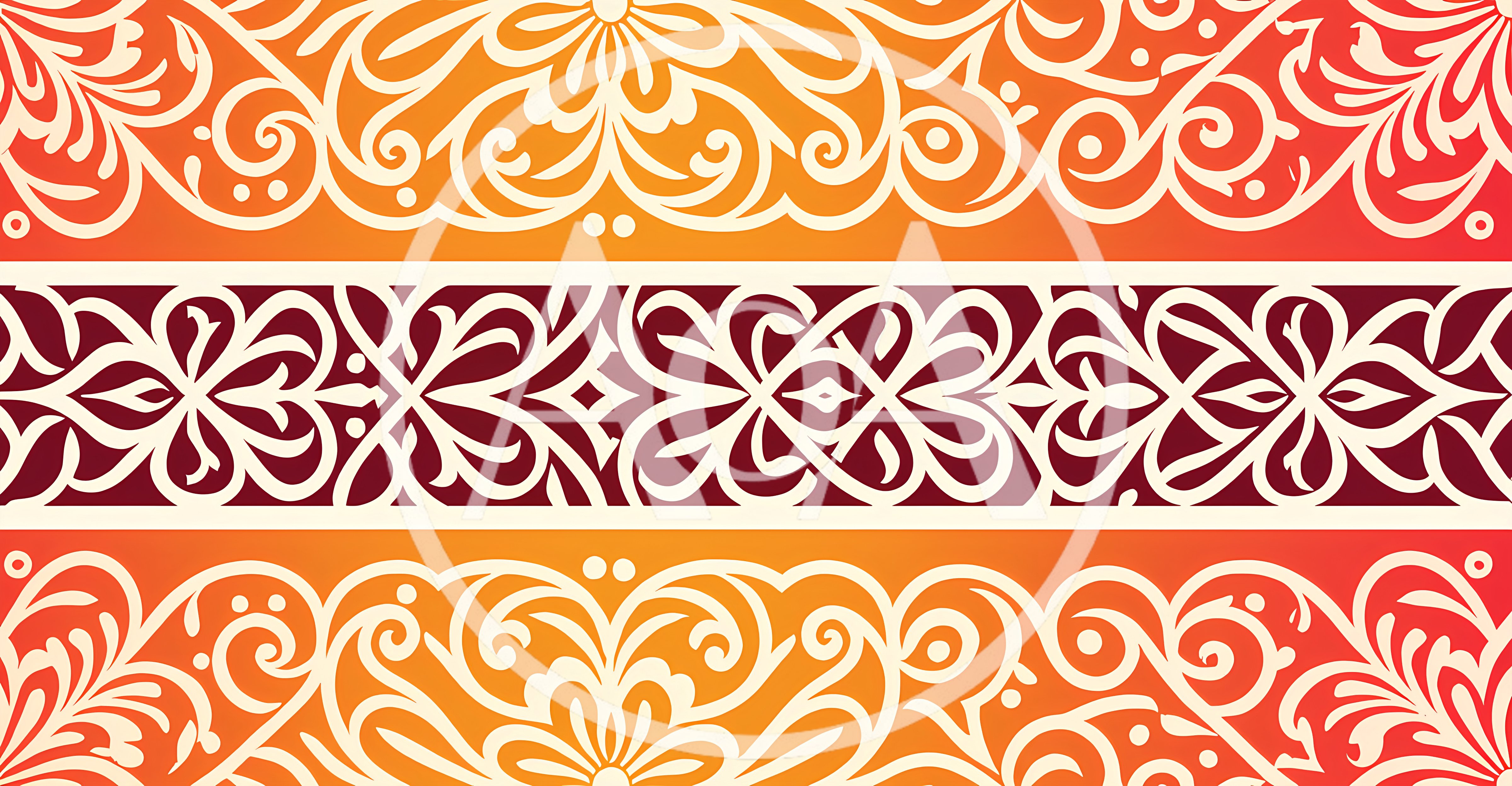 Symmetrical Floral Damask Pattern With Gradient Background