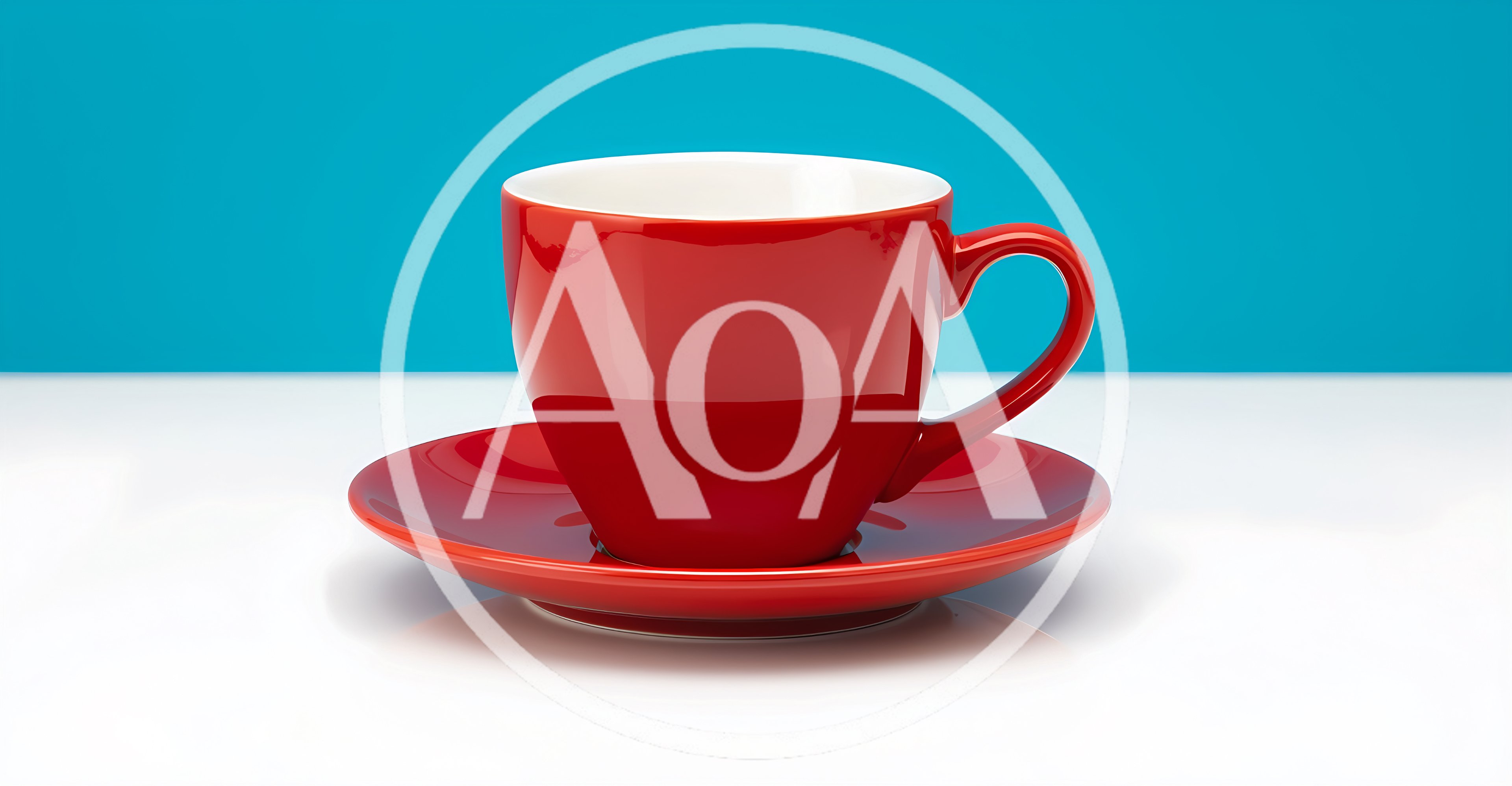 Red Ceramic Coffee Cup And Saucer On White Surface