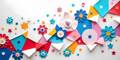 Paper Craft Floral And Geometric Wall Art