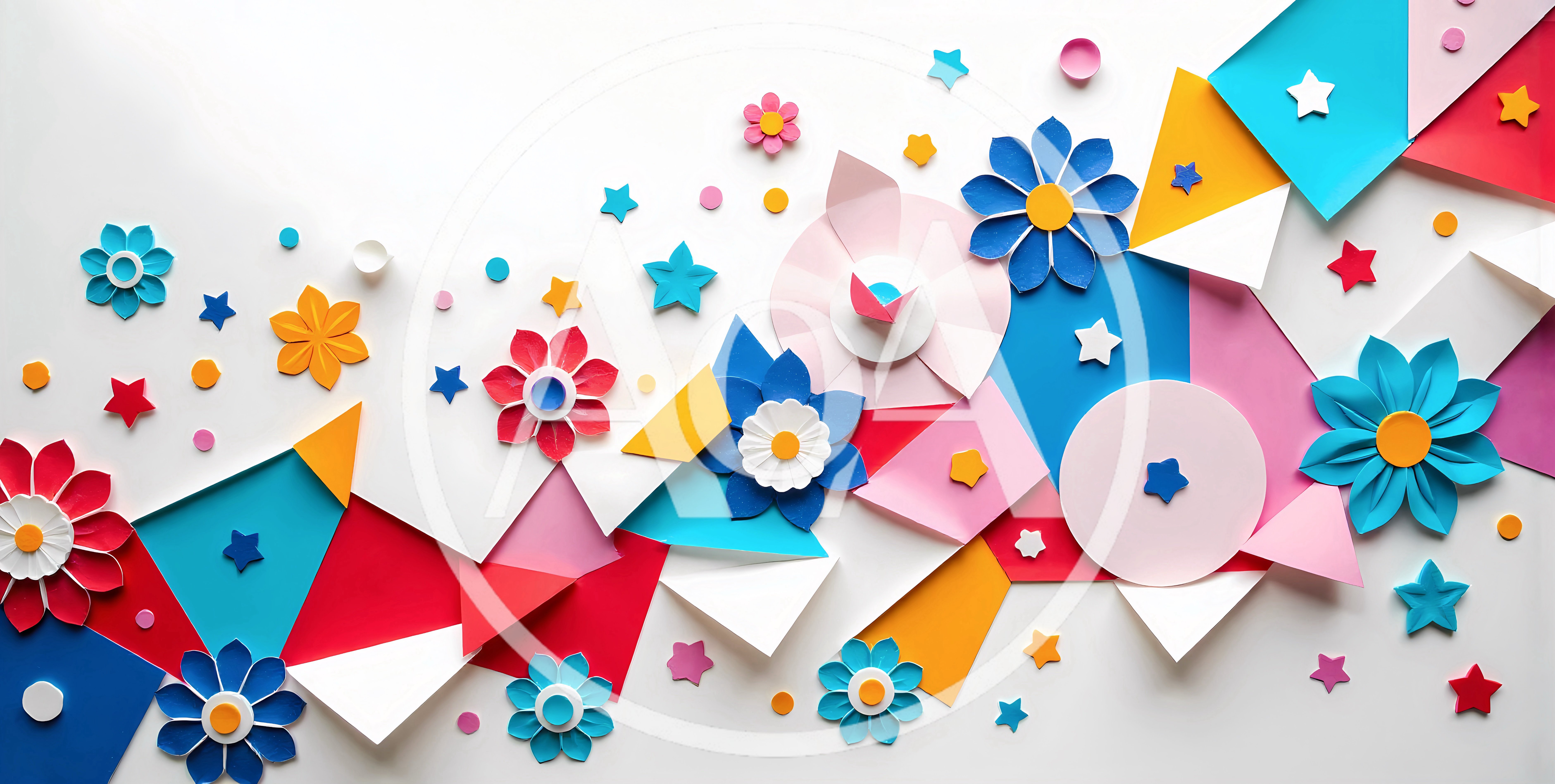 Paper Craft Floral And Geometric Wall Art