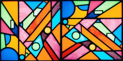 Abstract Stained Glass Window With Geometric Patterns